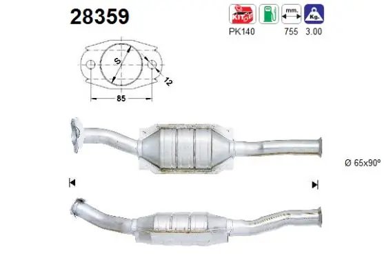 CATALIZATOR AS 28359 - Compatibil cu CITROEN, PEUGEOT