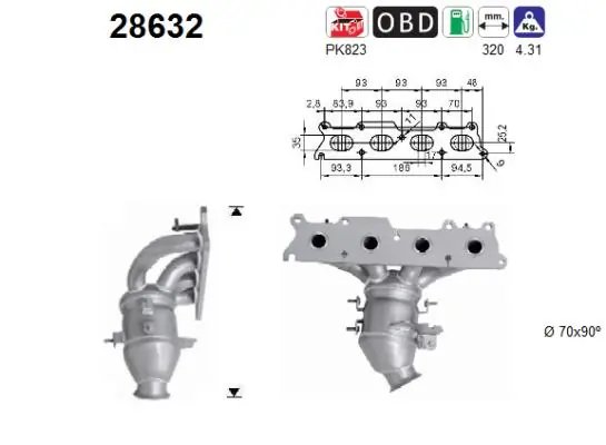 CATALIZATOR AS 28632 - Compatibil cu CITROEN, PEUGEOT