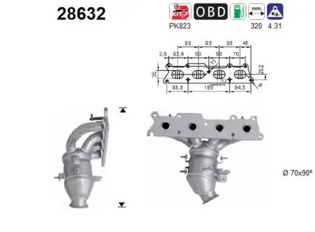 CATALIZATOR AS 28632 - Compatibil cu CITROEN, PEUGEOT