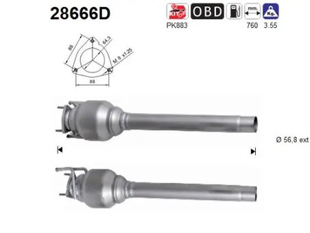 CATALIZATOR AS 28666D - Compatibil cu CITROEN, FIAT, PEUGEOT