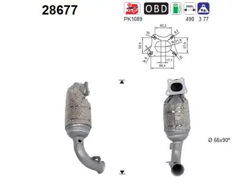 CATALIZATOR AS 28677 - Compatibil cu CITROEN, DS, OPEL, PEUGEOT, VAUXHALL