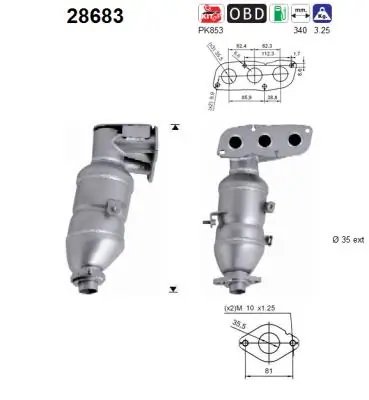 CATALIZATOR AS 28683 - Compatibil cu CITROEN, PEUGEOT, TOYOTA