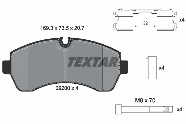 SET PLACUTE FRANA TEXTAR 2920002 - Compatibil cu FREIGHTLINER, MERCEDES-BENZ, VW