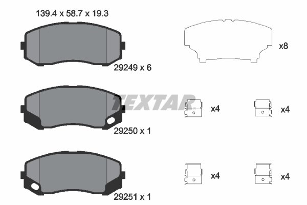 SET PLACUTE FRANA TEXTAR 2924901 - Compatibil cu MITSUBISHI