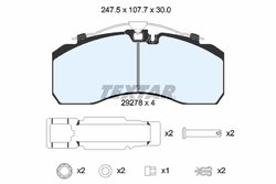 SET PLACUTE FRANA TEXTAR 2927802 - Compatibil cu AGRALE, ALEXANDER DENNIS, BERKHOF, BOVA, BYD, DAF, DENNIS, HIGER, IRISBUS, IRIZ