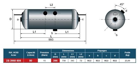 REZERVOR AER SISTEM COMPRESOR HOBI 2S3960808 - Piesa auto compatibila cu mai multe marci
