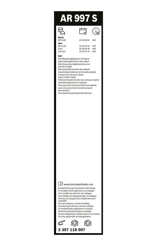 Lamela stergator BOSCH 3 397 118 997