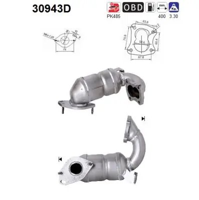 CATALIZATOR AS 30943D - Compatibil cu RENAULT