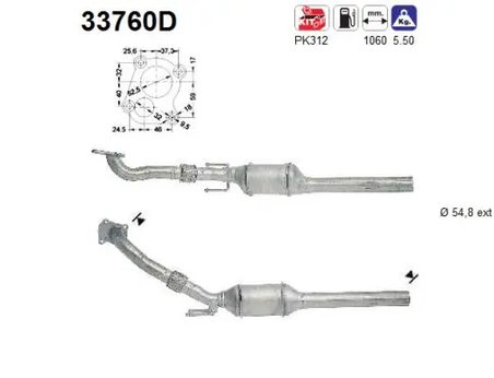 CATALIZATOR AS 33760D - Compatibil cu AUDI, SEAT, SKODA, VW