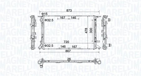 RADIATOR RACIRE MOTOR MAGNETI MARELLI 350213152100 - Compatibil cu AUDI, PORSCHE