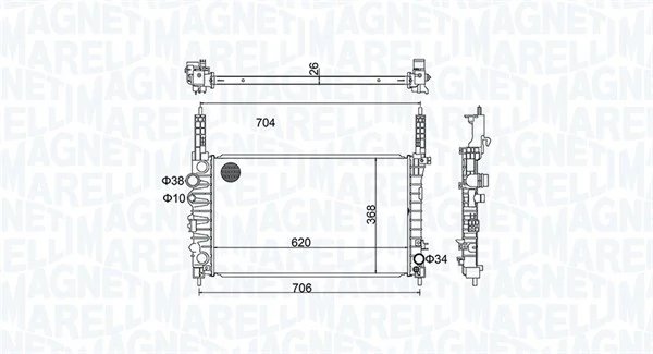 RADIATOR RACIRE MOTOR MAGNETI MARELLI 350213162900 - Compatibil cu CHEVROLET, OPEL, VAUXHALL