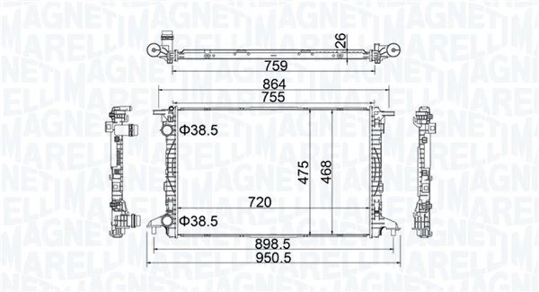 RADIATOR RACIRE MOTOR MAGNETI MARELLI 350213208900 - Compatibil cu AUDI