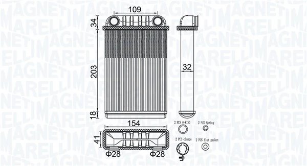 Schimbator caldura incalzire habitaclu Magneti Marelli 35021