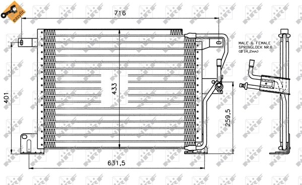 RADIATOR CLIMATIZARE NRF 35221 - Compatibil cu JEEP