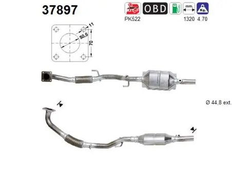 CATALIZATOR AS 37897 - Compatibil cu SEAT, SKODA, VW