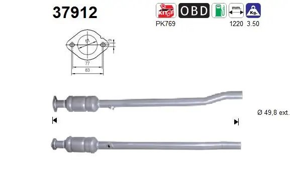 CATALIZATOR AS 37912 - Compatibil cu AUDI, SKODA, VW