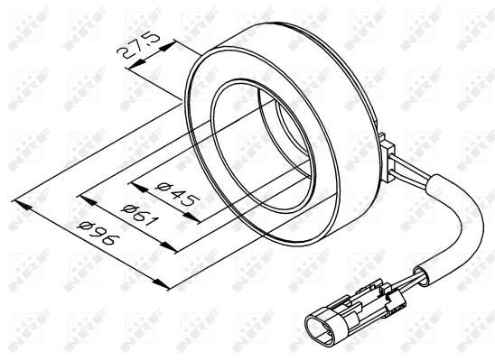BOBINA CUPLAJ MAGNETIC COMPRESOR NRF 38470 - Compatibil cu ALFA ROMEO, CADILLAC, CHRYSLER, CITROEN, FIAT, LANCIA, OPEL, PEUGEOT,