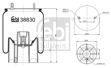 BURDUF SUSPENSIE PNEUMATICA FEBI BILSTEIN 38830 - Piesa auto compatibila cu mai multe marci