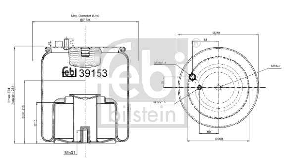 Burduf suspensie pneumatica Febi Bilstein 39153