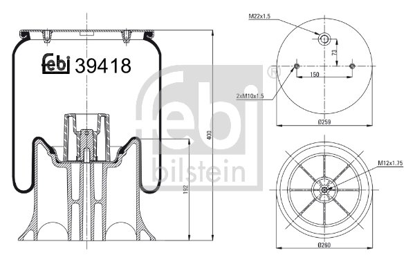 Burduf suspensie pneumatica Febi Bilstein 39418
