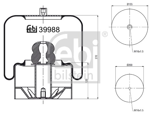 BURDUF SUSPENSIE PNEUMATICA FEBI BILSTEIN 39988 - Piesa auto compatibila cu mai multe marci