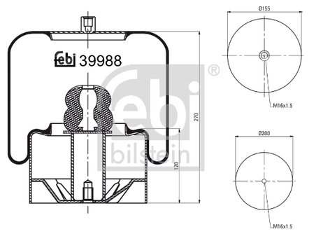 BURDUF SUSPENSIE PNEUMATICA FEBI BILSTEIN 39988 - Piesa auto compatibila cu mai multe marci