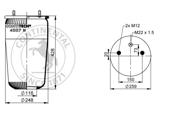 BURDUF SUSPENSIE PNEUMATICA CONTITECH AIR SPRING 4007 N P03 - Piesa auto compatibila cu mai multe marci