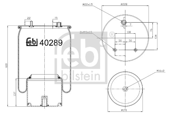 BURDUF SUSPENSIE PNEUMATICA FEBI BILSTEIN 40289 - Compatibil cu DAF