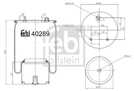 BURDUF SUSPENSIE PNEUMATICA FEBI BILSTEIN 40289 - Compatibil cu DAF