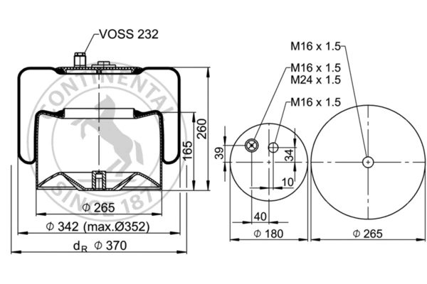 BURDUF SUSPENSIE PNEUMATICA CONTITECH AIR SPRING 4187 N P26 - Piesa auto compatibila cu mai multe marci