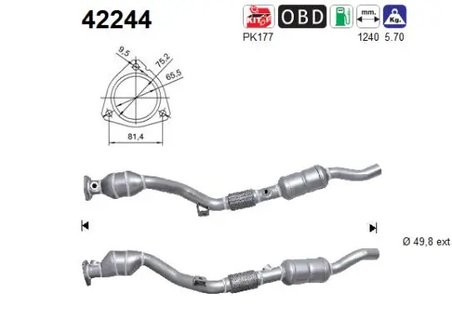 CATALIZATOR AS 42244 - Compatibil cu AUDI, SKODA, VW