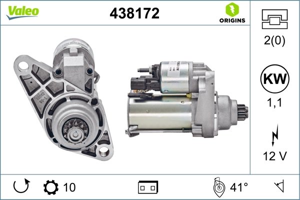 ELECTROMOTOR VALEO 438172 - Compatibil cu AUDI, SEAT, SKODA, SKODA (SVW), VW, VW (FAW), VW (SVW)