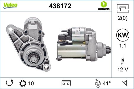 ELECTROMOTOR VALEO 438172 - Compatibil cu AUDI, SEAT, SKODA, SKODA (SVW), VW, VW (FAW), VW (SVW)