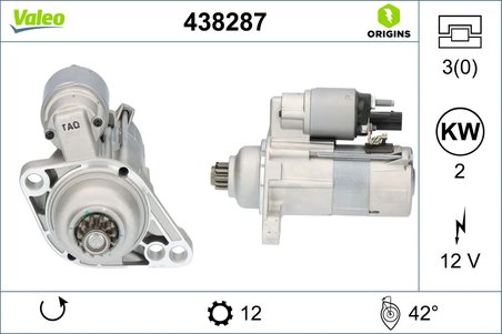 ELECTROMOTOR VALEO 438287 - Compatibil cu AUDI, SEAT, SKODA, VW