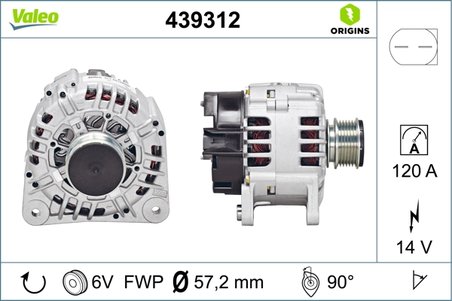 ALTERNATOR VALEO 439312 - Compatibil cu AUDI, FORD, SEAT, SKODA, VW, VW (FAW), VW (SVW)