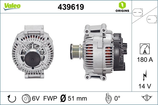 ALTERNATOR VALEO 439619 - Compatibil cu MERCEDES-BENZ, MERCEDES-BENZ (FJDA)