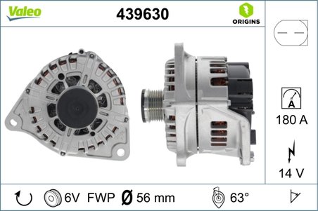 ALTERNATOR VALEO 439630 - Compatibil cu CITROEN, FIAT, IVECO, PEUGEOT