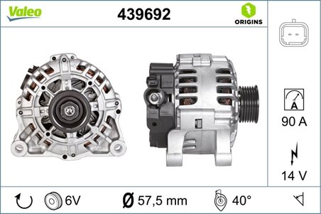 ALTERNATOR VALEO 439692 - Compatibil cu CITROEN, CITROEN (DF-PSA), FIAT, LANCIA, PEUGEOT, PEUGEOT (DF-PSA)