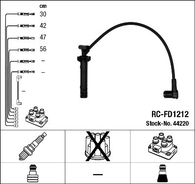 FISE BUJII NGK 44220 - Compatibil cu FORD