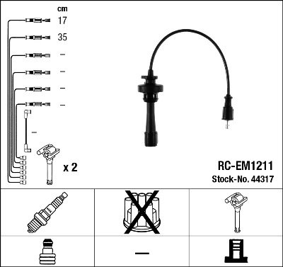 FISE BUJII NGK 44317 - Compatibil cu MITSUBISHI