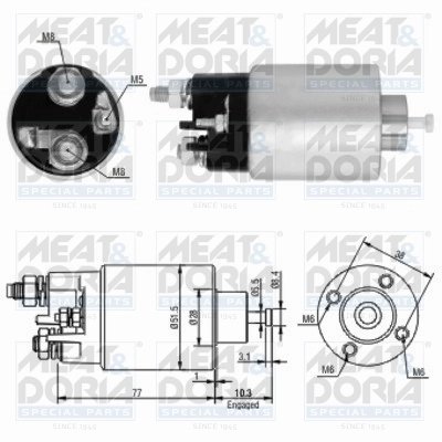 SOLENOID ELECTROMOTOR MEAT & DORIA 46058 - Compatibil cu DACIA, NISSAN, RENAULT