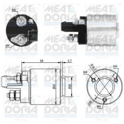 SOLENOID ELECTROMOTOR MEAT & DORIA 46105 - Compatibil cu AUDI, SEAT, SKODA, VW