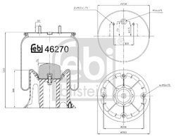 BURDUF SUSPENSIE PNEUMATICA FEBI BILSTEIN 46270 - Compatibil cu RENAULT TRUCKS