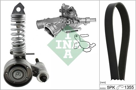 POMPA APA + SET CUREA TRANSMISIE CU CANELURI INA 529 0297 30 - Compatibil cu OPEL, SUZUKI, VAUXHALL