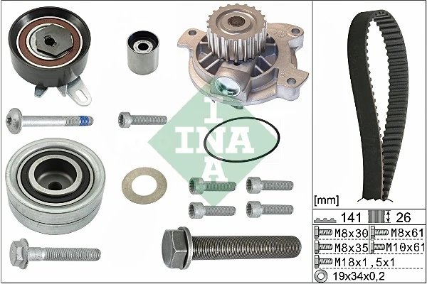 Set distributie curea si pompa apa INA 530 0482 30