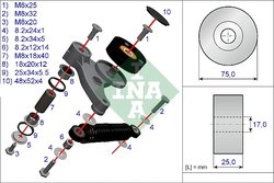 Set reparatie, brat tensionare curea trapezoidala INA 533 01