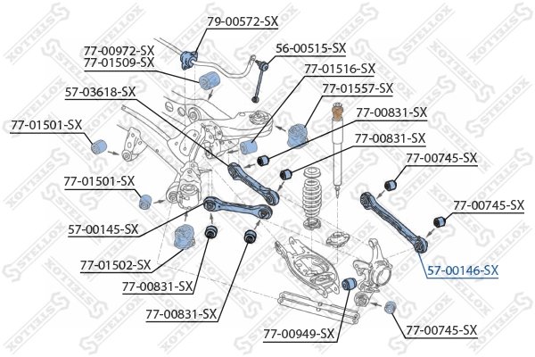 BRAT SUSPENSIE STELLOX 57-00146-SX - Compatibil cu ALPINA, BMW, BMW (BRILLIANCE)