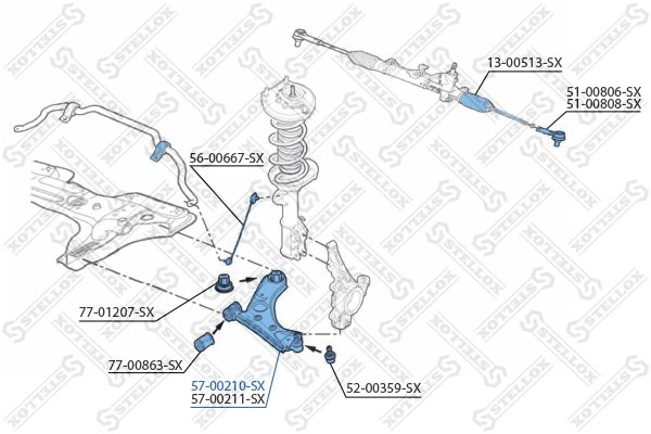 BRAT SUSPENSIE STELLOX 57-00210-SX - Compatibil cu FIAT, OPEL