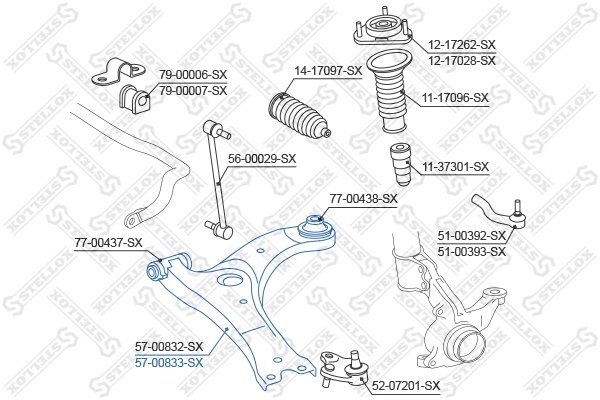 BRAT SUSPENSIE STELLOX 57-00833-SX - Compatibil cu LEXUS, TOYOTA