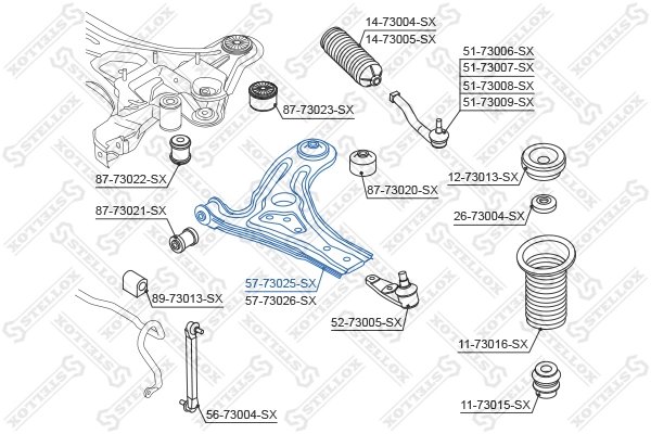 BRAT SUSPENSIE STELLOX 57-73025-SX - Compatibil cu CHEVROLET, DAEWOO